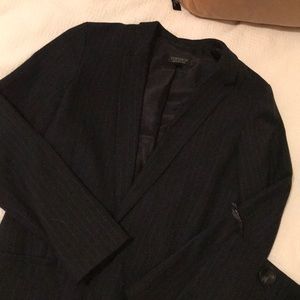 Dark Navy Blue Topshop pinstripes Skirt Suit